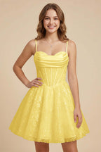 White Cowl Neck Sequin Satin Corset Homecoming Dresses